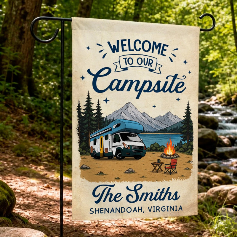 Personalized Flag - Summer Vacation Gifts For Campers, Family - Adventure Awaits