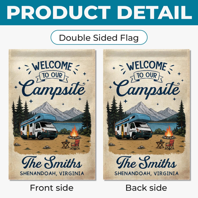 Personalized Flag - Summer Vacation Gifts For Campers, Family - Adventure Awaits