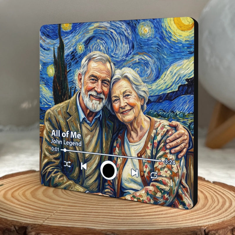 Personalized Photo Music Fridge Magnet - Can Play Songs - Anniversary Wedding Gifts For Couple - Sweet Melodies, Wrinkly Smiles
