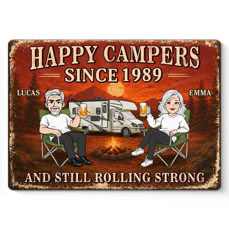 Personalized Home Decor Metal Sign - Anniversary Wedding Camping Gifts For Campers, Couple - Lost In The Woods Together