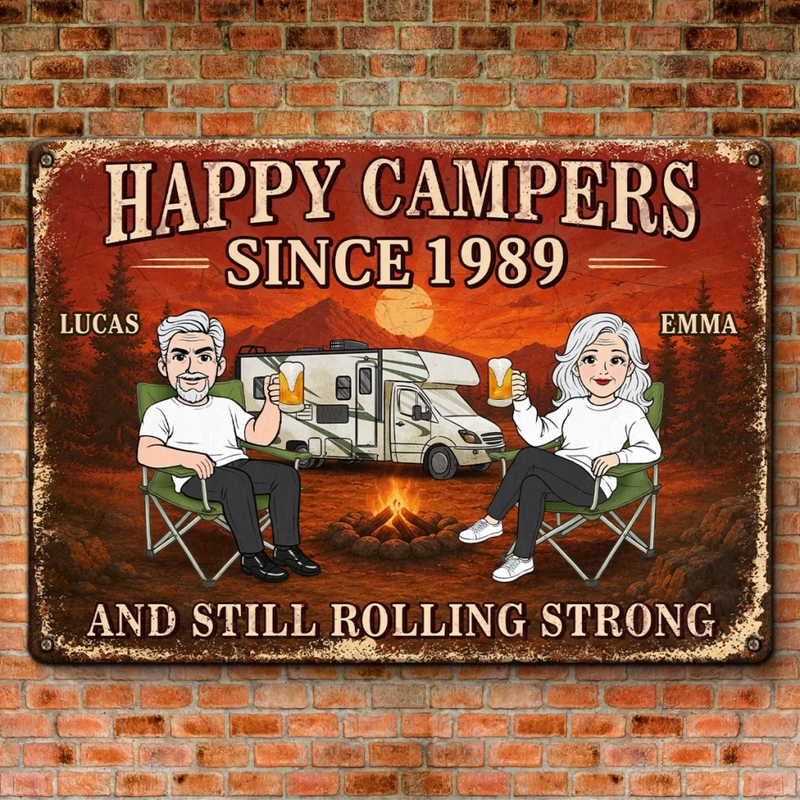 Personalized Home Decor Metal Sign - Anniversary Wedding Camping Gifts For Campers, Couple - Lost In The Woods Together