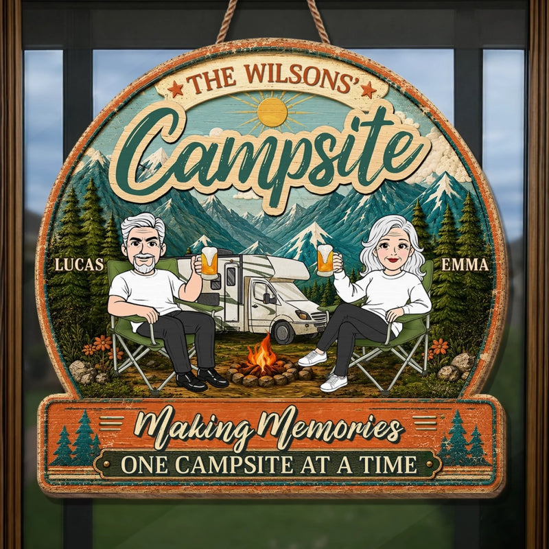 Personalized Wood Sign - Anniversary Wedding Camping Gifts For Campers, Couple - Camp Life Best Life