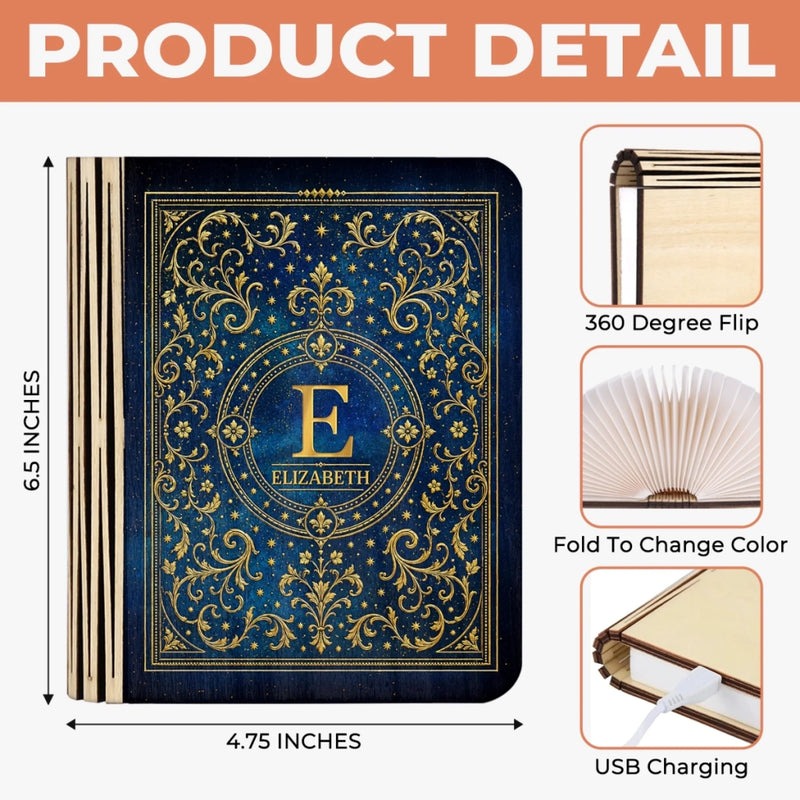 Personalized Foldable LED Magic Book Lamp - Gifts For Book Lovers, Bookworms, Readers - Lost In Stories