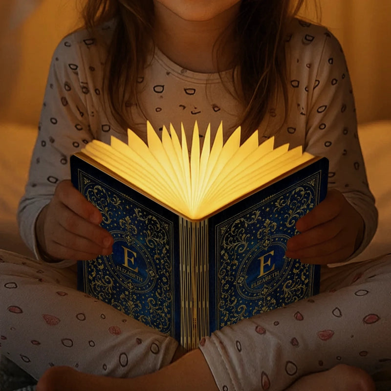 Personalized Foldable LED Magic Book Lamp - Gifts For Book Lovers, Bookworms, Readers - Lost In Stories