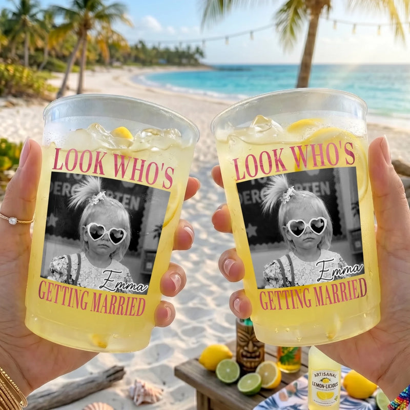 Personalized Photo Party Cups – Gifts For Best Friends, Family - Drunk On Poolside Summer Energy