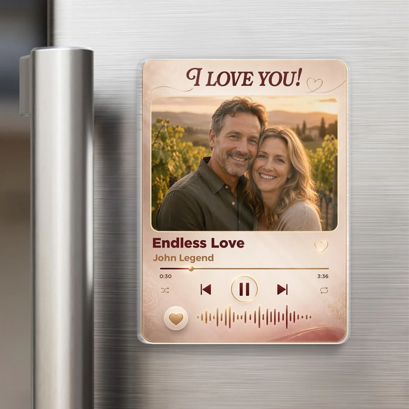 Personalized Photo Acrylic Fridge Magnet - Anniversary Wedding Gifts For Couple - Two Hearts, One Soul