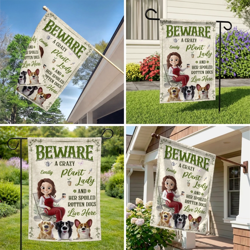 Personalized Flag - Garden Gifts For Gardeners, Dog Lovers - Her Spoiled Pups, Her Paradise