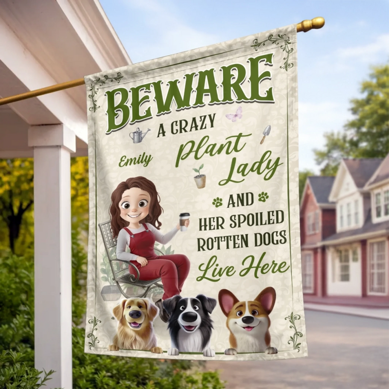 Personalized Flag - Garden Gifts For Gardeners, Dog Lovers - Her Spoiled Pups, Her Paradise