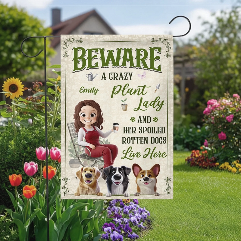 Personalized Flag - Garden Gifts For Gardeners, Dog Lovers - Her Spoiled Pups, Her Paradise