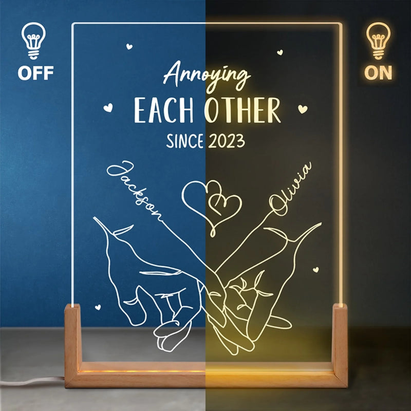 Personalized Shaped 3D LED Walnut Night Light - Anniversary Wedding Gifts For Couple - I'm Keeping You, Forever Yours
