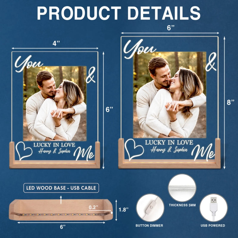 Personalized Photo Shaped 3D LED Walnut Night Light - Anniversary Wedding Gifts For Couple - You & Me Forever & Always