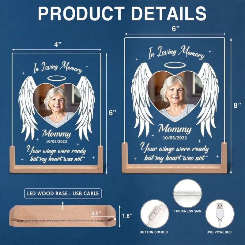 Personalized Photo Shaped 3D LED Walnut Night Light - Memorial Sympathy Gift - Your Light Will Always Shine In My Heart