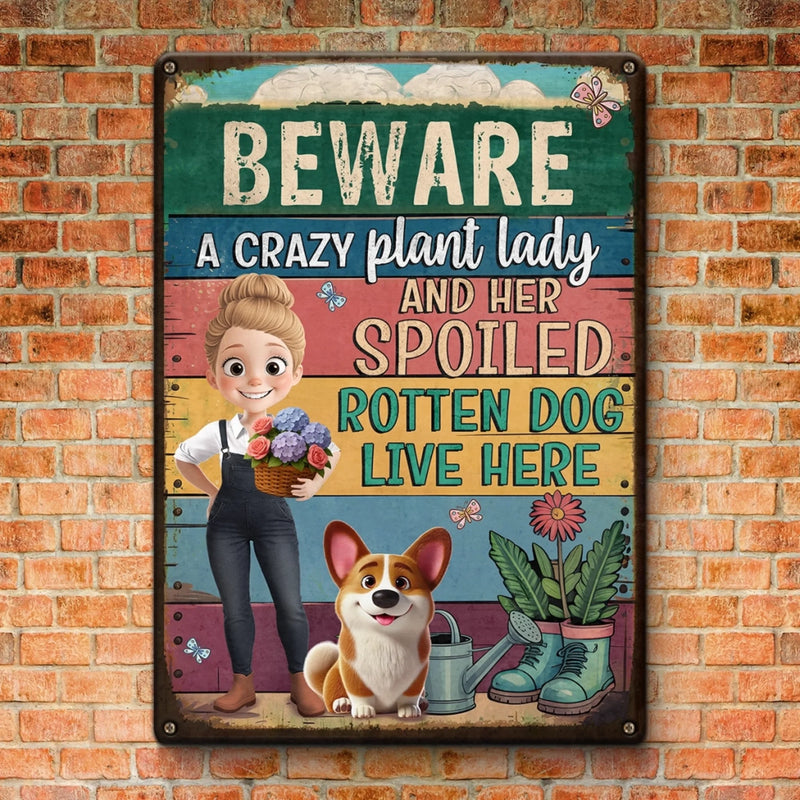 Personalized Metal Sign – Garden Gifts For Gardeners, Dog Lovers – Peace Love Plants And Muddy Paws