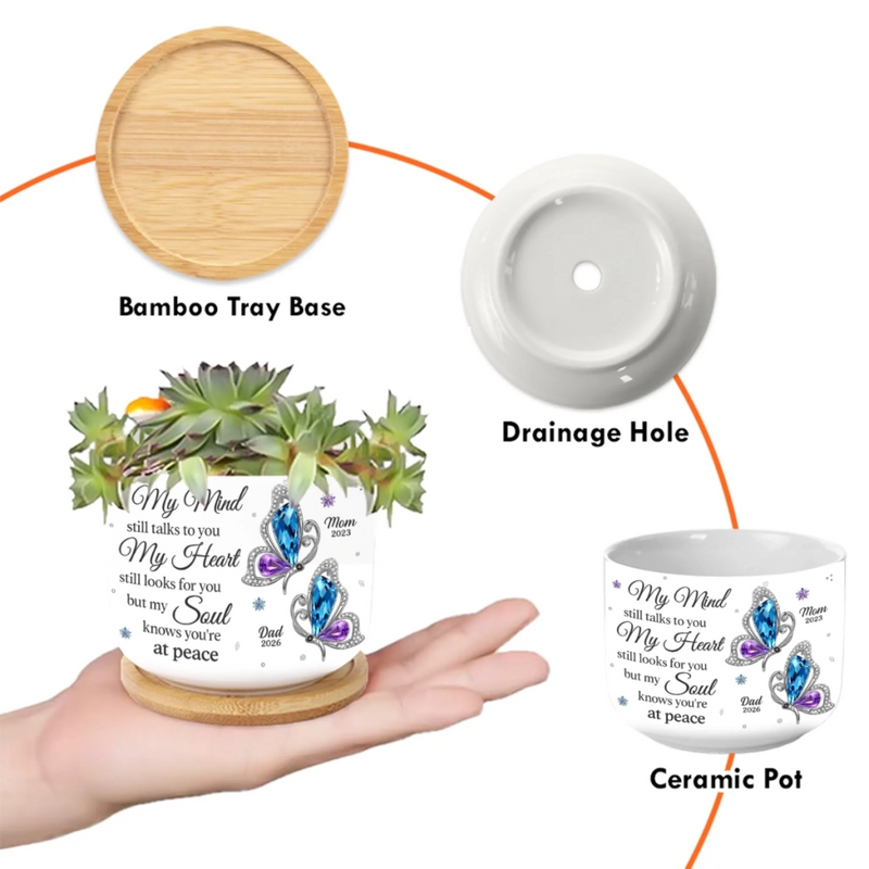 Personalized Home Decor Ceramic Plant Pot - Memorial Sympathy Gifts - Cardinal Visits From Heaven