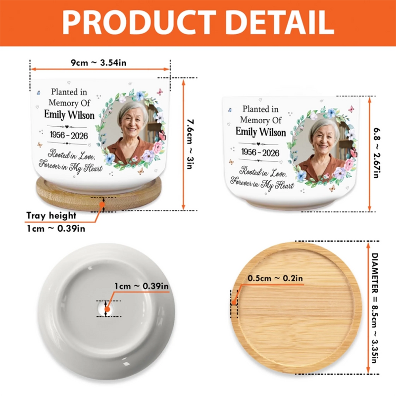 Personalized Photo Home Decor Ceramic Plant Pot - Memorial Sympathy Gifts - Forever Loved Never Forgotten