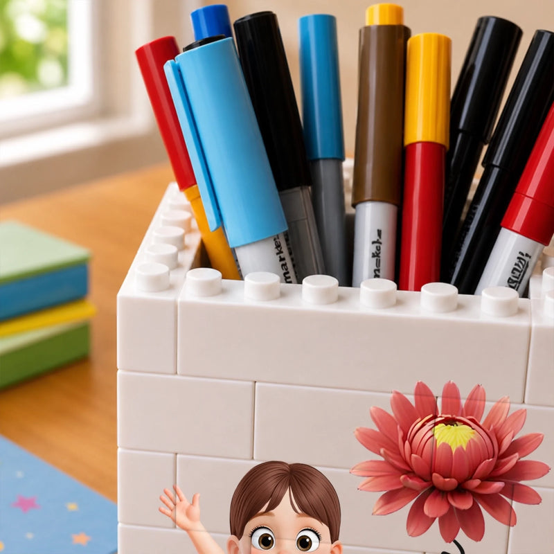 Personalized Kids Brick-Style Pen Holder - Back To School Gifts For Kids - Back To Fun