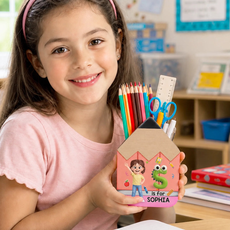 Personalized Kids Wooden Pencil Pen Holder - Back To School Gifts For Kids - Ready To Shine