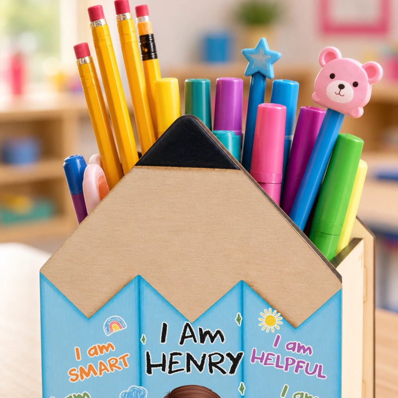 Personalized Kids Wooden Pencil Pen Holder - Back To School Gifts For Kids - Ready To Shine copy