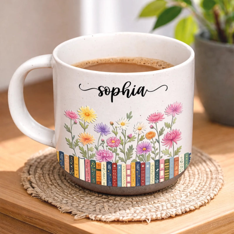 Personalized Printed Pottery Mug - Gifts For Book Lovers, Bookworms, Readers - Where Books Bloom