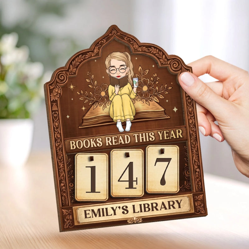 Personalized Wooden Tracker Sign - Gifts For Book Lovers, Bookworms, Readers - A Year Of Stories