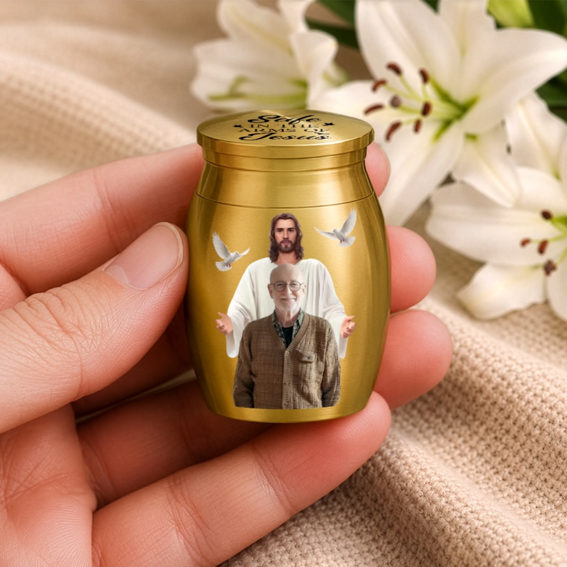 Personalized Photo Memorial Urn - Memorial Sympathy Gifts – Safe In The Arms Of Jesus