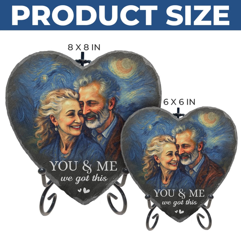 Personalized Photo Heart Shaped Stone With Stand - Anniversary Wedding Gifts For Couple - You And Me, Forever