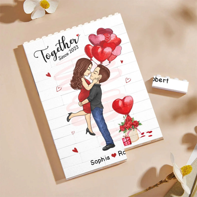 Personalized Vertical Rectangle Shaped Building Brick Blocks - Anniversary Wedding Gifts For Couple - I Love You Forever