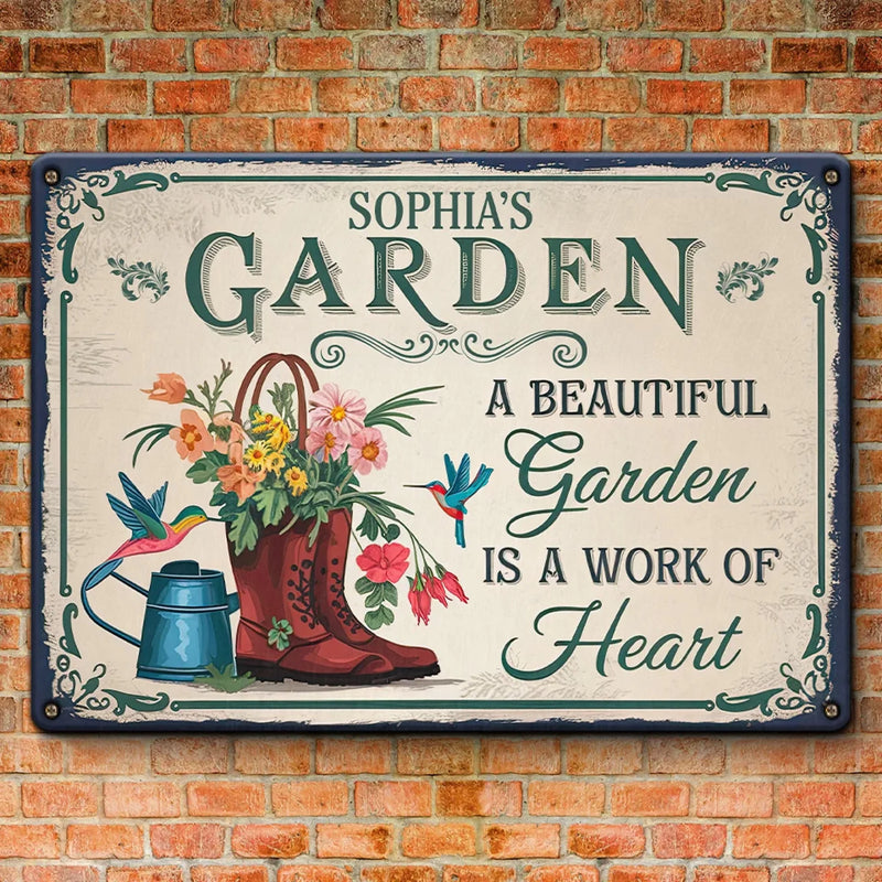 Personalized Home Decor Metal Sign - Garden Gifts For Gardeners - Where Flowers Bloom, So Does Hope