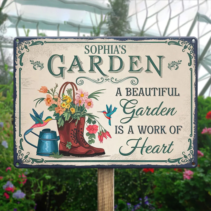 Personalized Home Decor Metal Sign - Garden Gifts For Gardeners - Where Flowers Bloom, So Does Hope