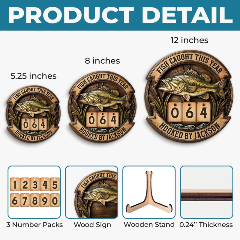 Personalized Wooden Tracker Sign - Fishing Gifts For Fisherman - A True Angler’s Milestone