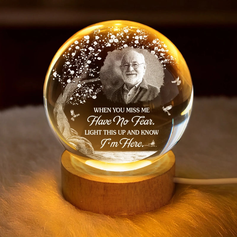 Personalized Photo Crystal Globe Lamp - Memorial Sympathy Gifts - A Love That Remains