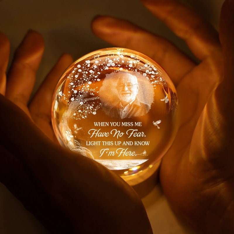 Personalized Photo Crystal Globe Lamp - Memorial Sympathy Gifts - A Love That Remains