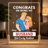 Personalized Shaped 3D LED Walnut Night Light - Anniversary Wedding Gifts For Couple - The Luckiest Husband Ever
