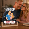 Personalized Shaped 3D LED Walnut Night Light - Anniversary Wedding Gifts For Couple - The Luckiest Husband Ever
