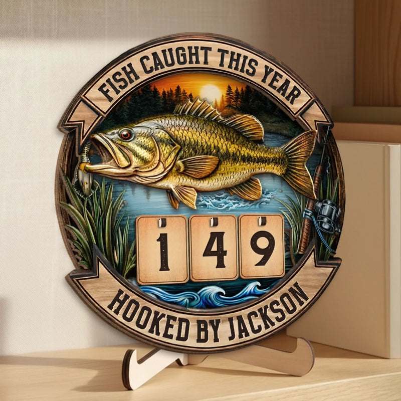 Personalized Wooden Tracker Sign - Fishing Gifts For Fisherman - Just One More Cast