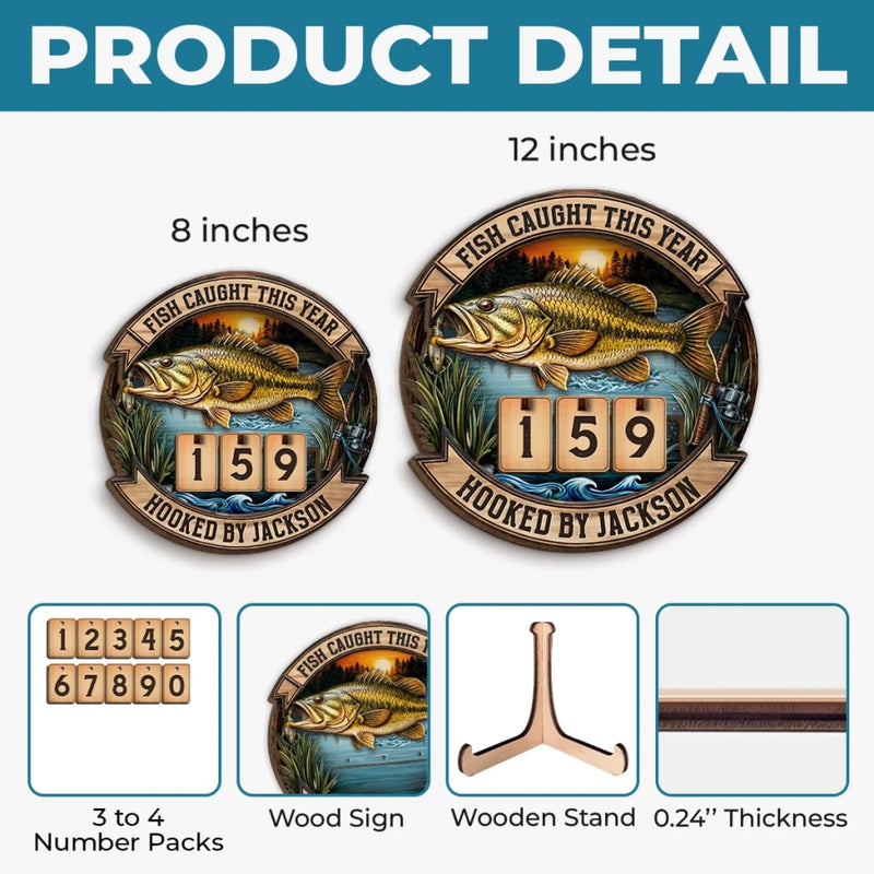Personalized Wooden Tracker Sign - Fishing Gifts For Fisherman - Just One More Cast
