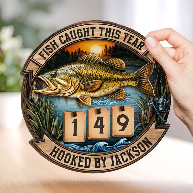 Personalized Wooden Tracker Sign - Fishing Gifts For Fisherman - Just One More Cast