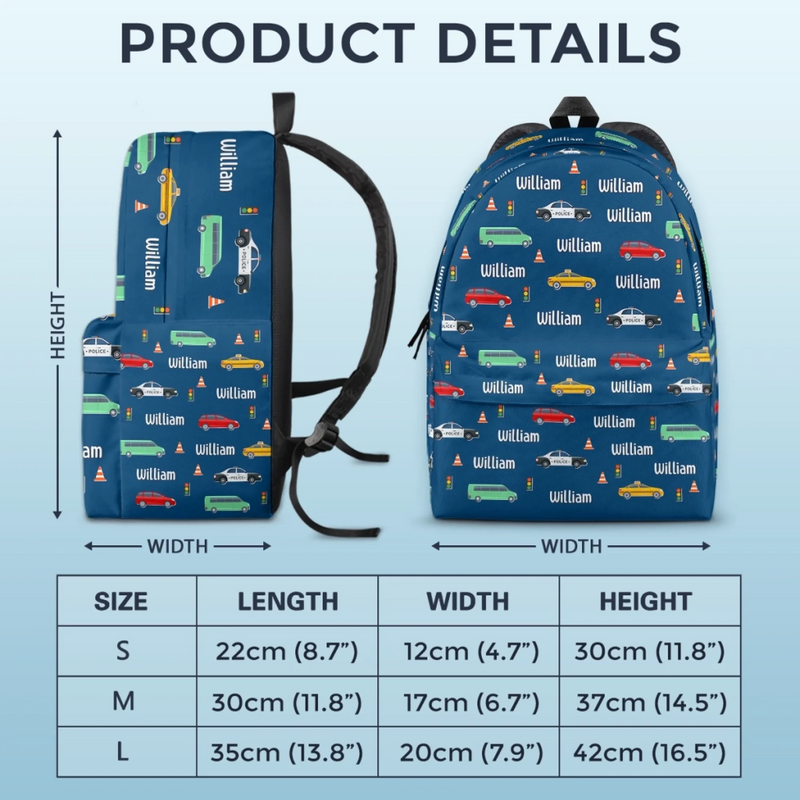 Personalized Kid Backpack - Back To School Gift For Kid - Ride The Roads Of Learning