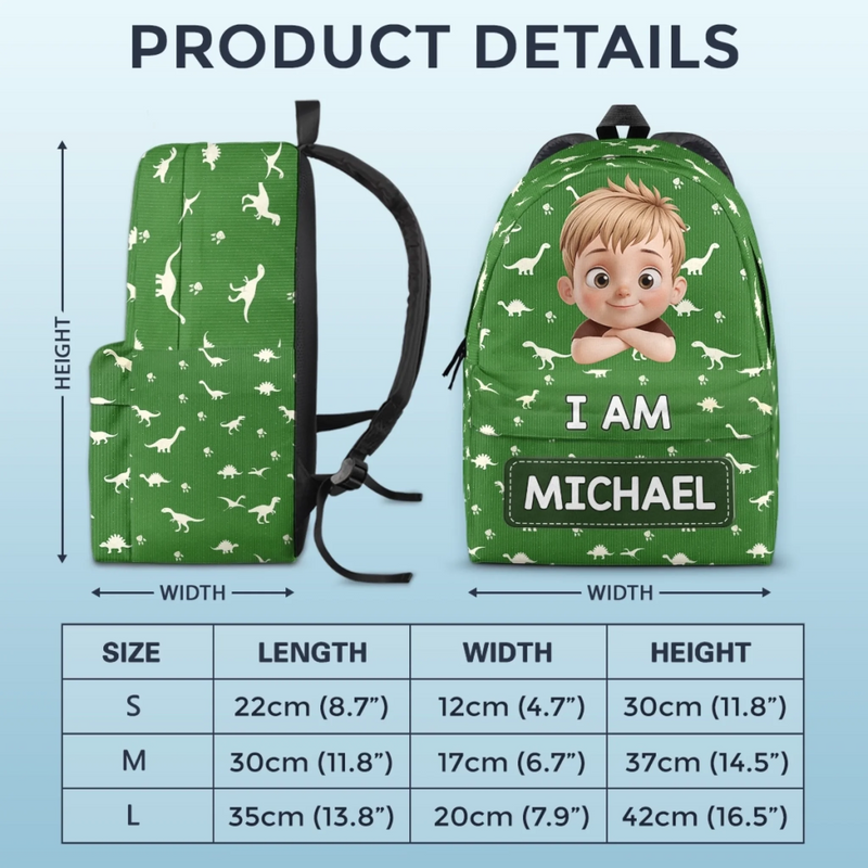 Personalized Kid Backpack - Back To School Gift For Kid - Eat, Play, Build, Repeat
