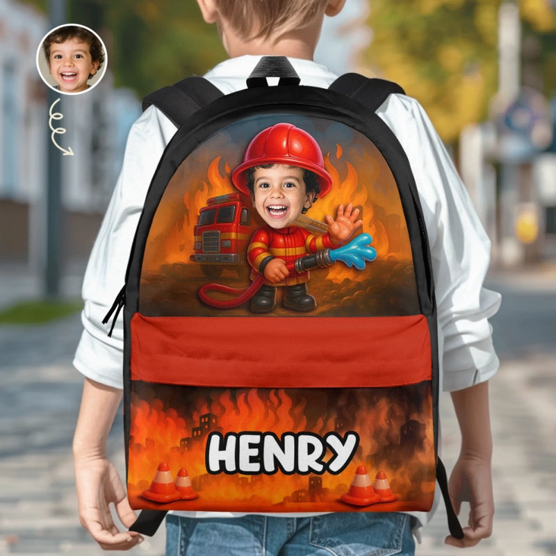 Personalized Kid Backpack - Back To School Gift For Kid - Brave Little Firefighter Hero
