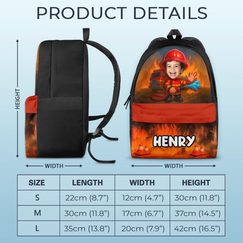 Personalized Kid Backpack - Back To School Gift For Kid - Brave Little Firefighter Hero
