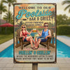 Personalized Home Decor Metal Sign – Anniversary Wedding Gifts For Couple – Poolside Vibes Only