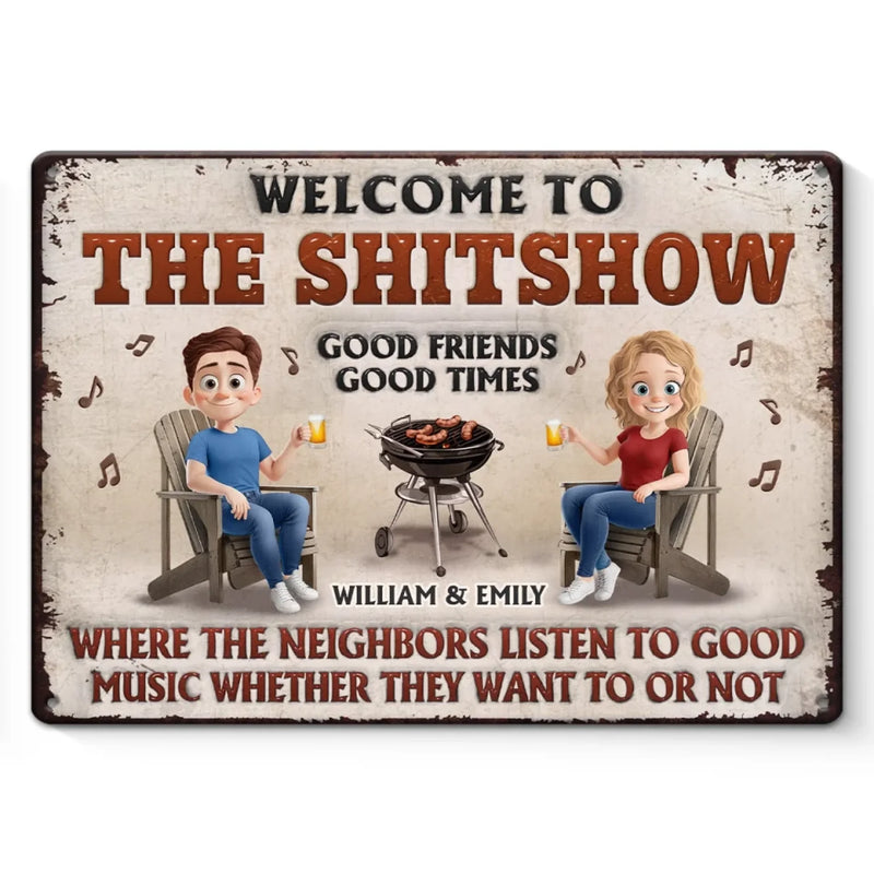 Personalized Home Decor Metal Sign – Anniversary Wedding Gifts For Couple – Welcome To The Fun, Where Music Rules