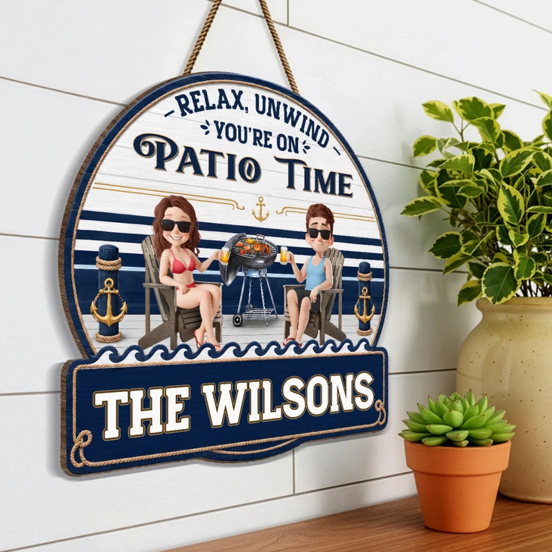 Personalized Wood Sign – Summer Vacation And Travel Gifts For Couple – Chilling With The Grill Master