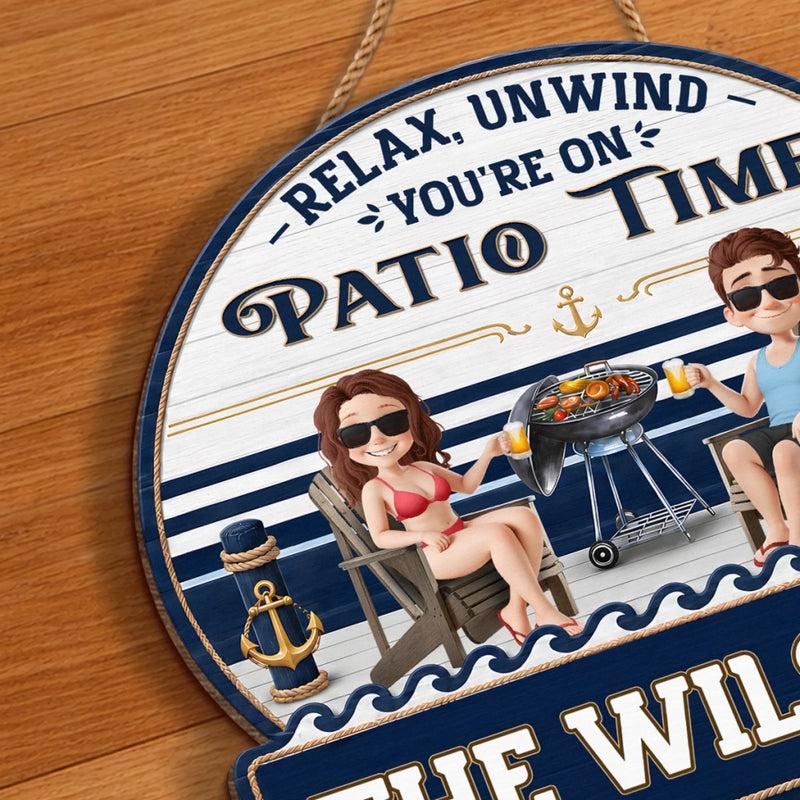 Personalized Wood Sign – Summer Vacation And Travel Gifts For Couple – Chilling With The Grill Master