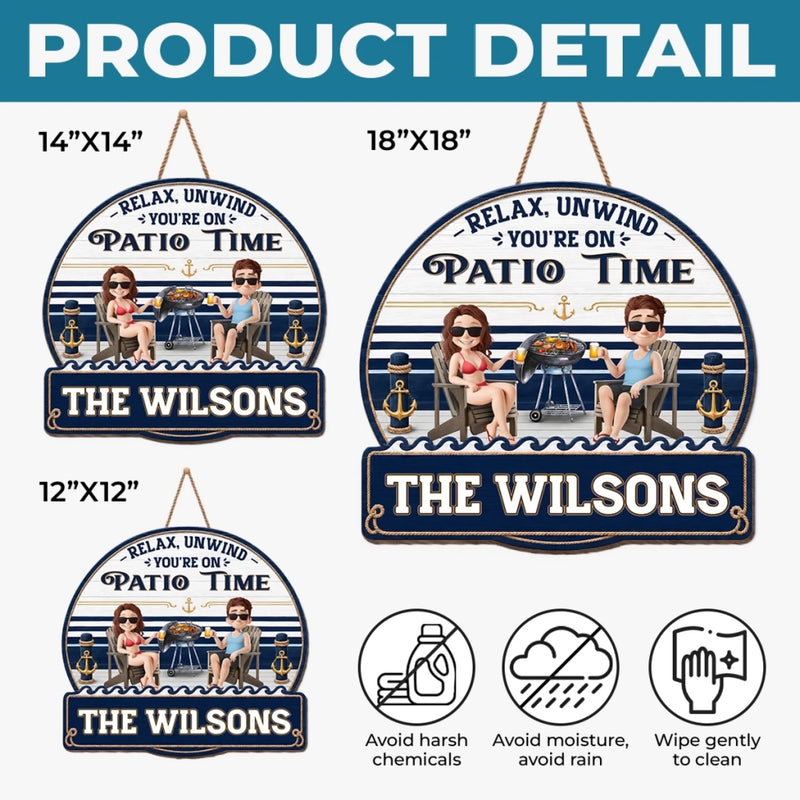 Personalized Wood Sign – Summer Vacation And Travel Gifts For Couple – Chilling With The Grill Master