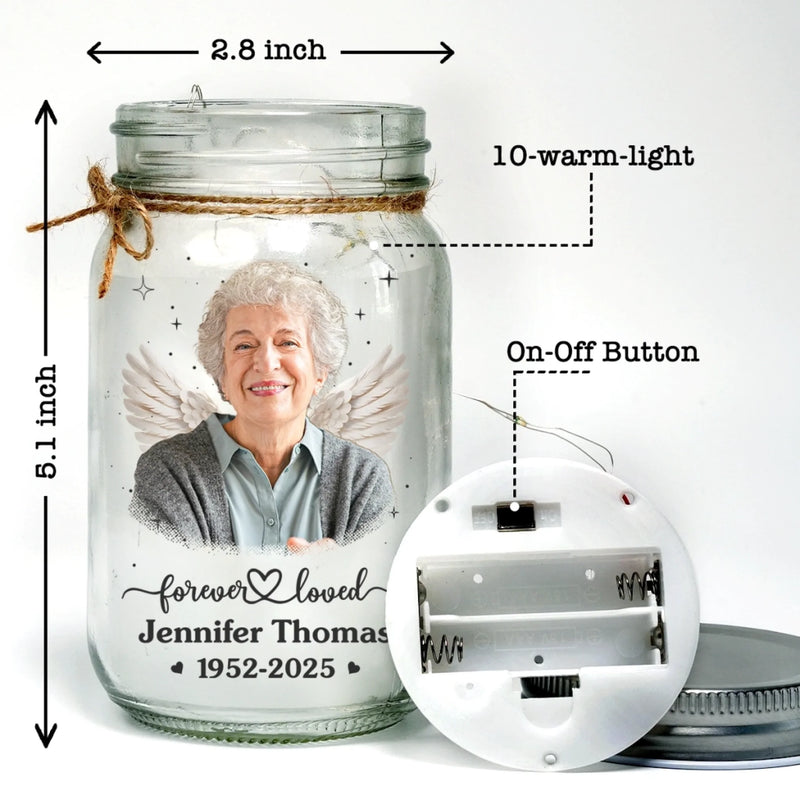 Personalized Photo Mason Jar Light – Memorial Sympathy Gifts For Loss Of Mom, Dad – Your Memory Lives With Us