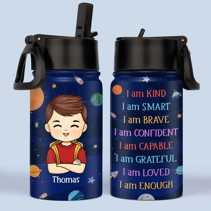 Personalized Kid Water Bottle – Back To School Gift For Kids – I Am Enough
