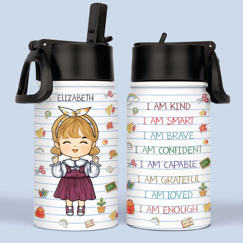 Personalized Kid Water Bottle – Back To School Gift For Kids – I Am Loved