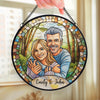 Personalized Photo Stained Glass Window Hanging Suncatcher - Anniversary Wedding Gifts For Couple - Together, Painted In Forever